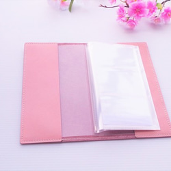 ✻ カードケースカバー ✻　３段６０枚収納カードケースつき　✻　牛革　✻　桜ピンク　✻　⑨ 3枚目の画像