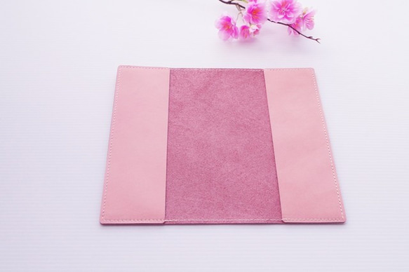 ✻ カードケースカバー ✻　３段６０枚収納カードケースつき　✻　牛革　✻　桜ピンク　✻　⑨ 4枚目の画像