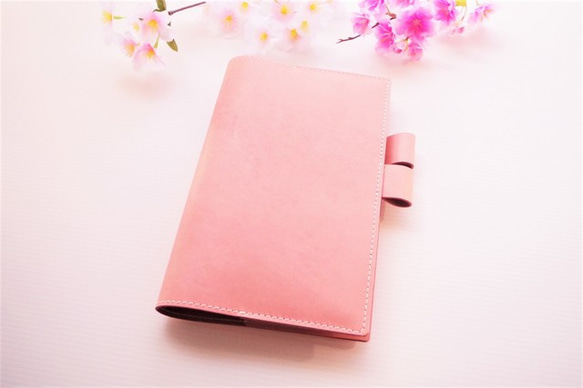 新作★ A5 システム手帳 牛革 パールピンク 薔薇型押し 本革　手帳カバー 新作☆ A5 システム手帳 牛革 パールピンク 薔薇型押し 本革