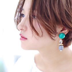 Big silhouette pierce/earring GREEN 3枚目の画像