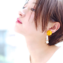 Big silhouette pierce/earring YELLOW 1枚目の画像