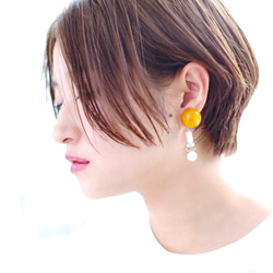 Big silhouette pierce/earring YELLOW 3枚目の画像