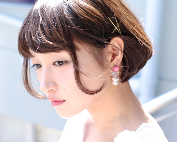 Loose pierce/earring PINK 1枚目の画像