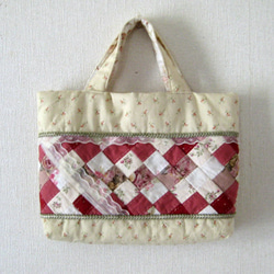 送料無料 パッチワークバラ柄トートバッグ トートバッグ いちご 通販