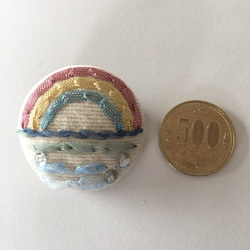 虹と海のブローチ リボン刺繍 3枚目の画像