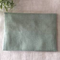リボン刺繍のポケットティッシュケース 緑×黄 4枚目の画像