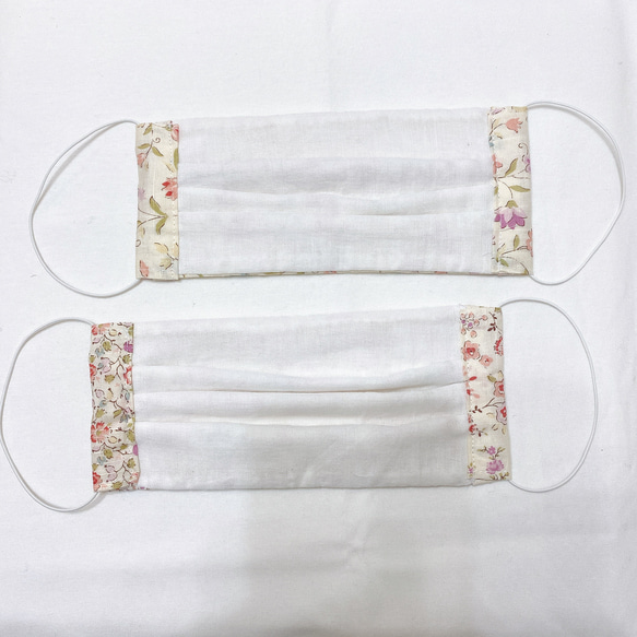 ガーゼ・サラシ・綿3枚重ね布マスク　花柄　2枚セット 3枚目の画像