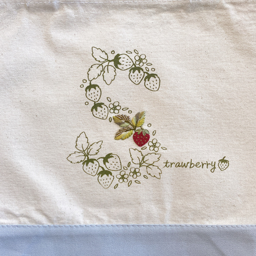 刺繍×シルクスクリーンのトートバッグ 生成り×グレー トートバッグ le