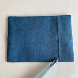 <難あり>リボン刺繍のポケットティッシュケース 青×グラデーション 6枚目の画像