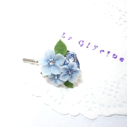 青い小花のポニーフック☆B-1 2枚目の画像