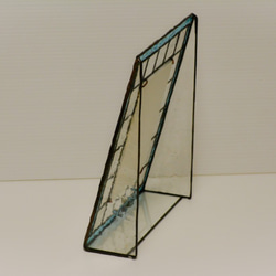 ビンテージ風ガラスを使ったフォトフレーム・ブルーラインの落ち着いた味わい・贈答用・おしゃれインテリア 4枚目の画像