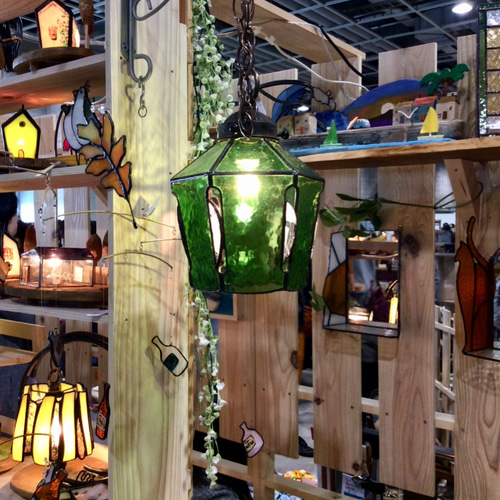 吊り下げ照明・ビンテージ調ステンドグラスランプ・ペンダントライト