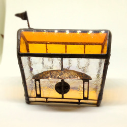 アンティークオレンジ・輝く透明ガラス・ハウスランプ・プレゼント 1枚目の画像