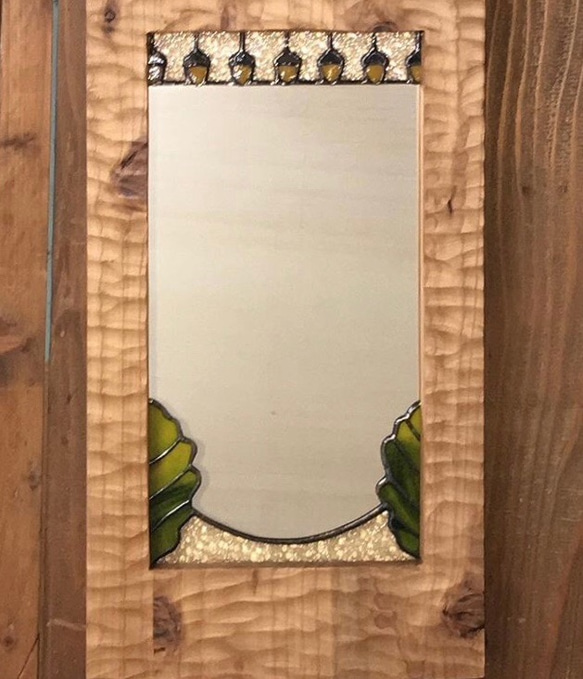 一点物】鏡 ミラー 木枠 昭和 レトロ ドレッサー・ミラー・鏡台 山小屋