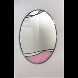 ✴︎:.｡青の煌めき 白い花の青色八角形鏡♪ 花3つ（size20.5/Max23