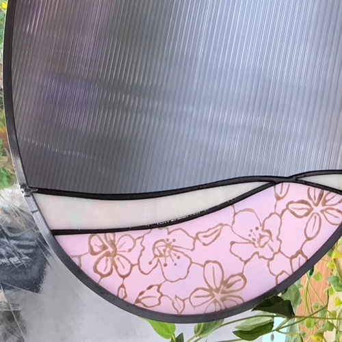 ミラー 鏡 楕円形 オーバル ピンク 花 フラワーアレンジ