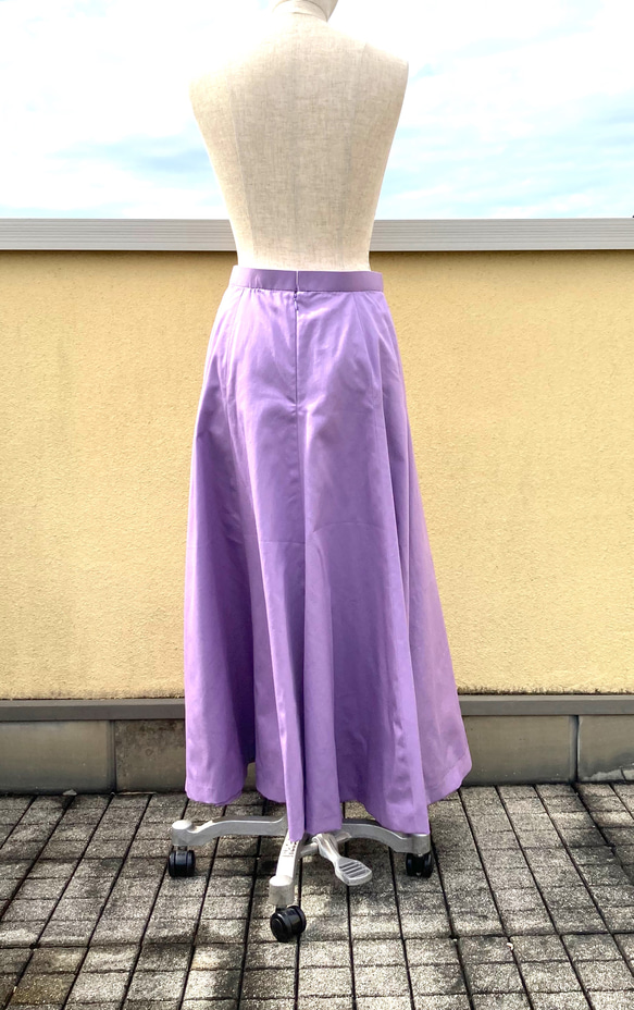 藤色ツイルのゴアードスカート 3枚目の画像