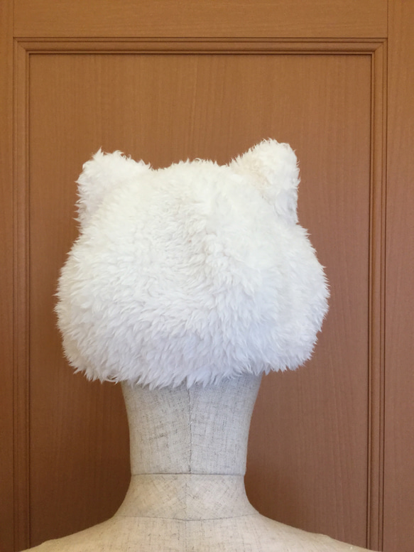 猫耳つきベレー帽（白） 3枚目の画像