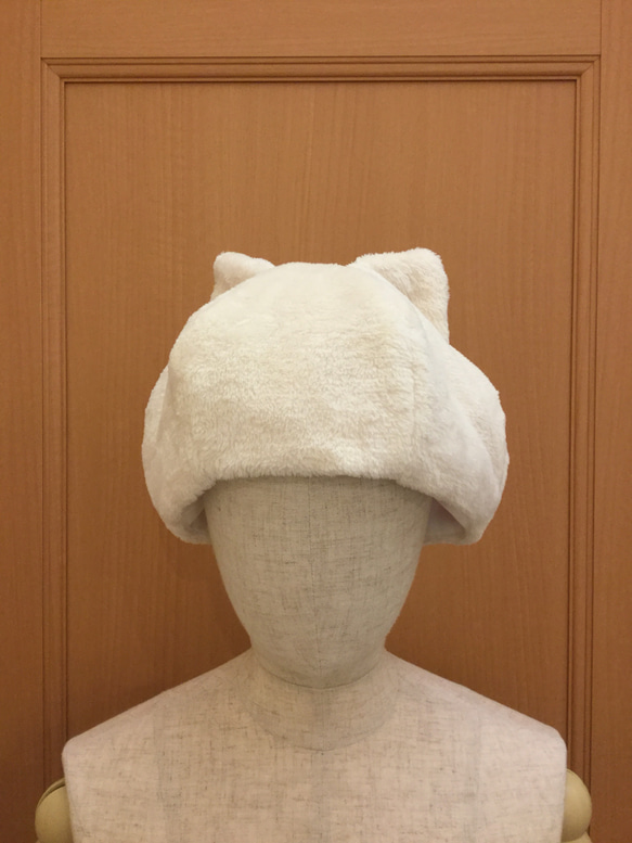 猫耳つきベレー帽（白） 7枚目の画像