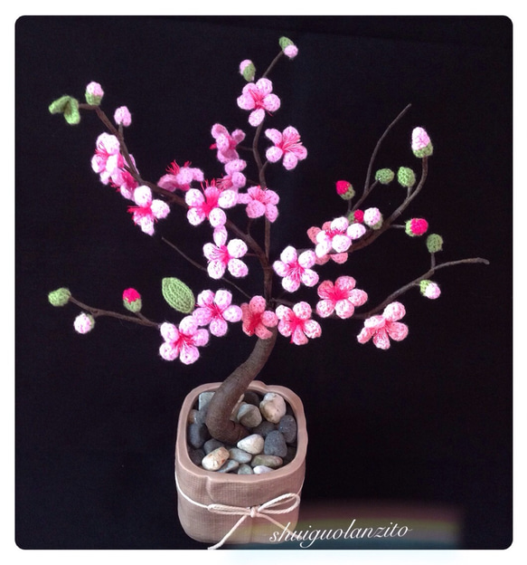 手作り の 桃の花 盆栽 1枚目の画像