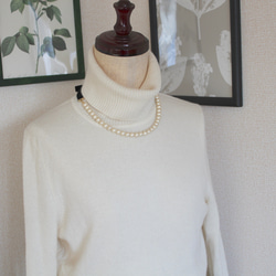 【ブラック】ネックレス  コットンパールのリボンネックレス ベロア 冬素材 ベルベット 5枚目の画像