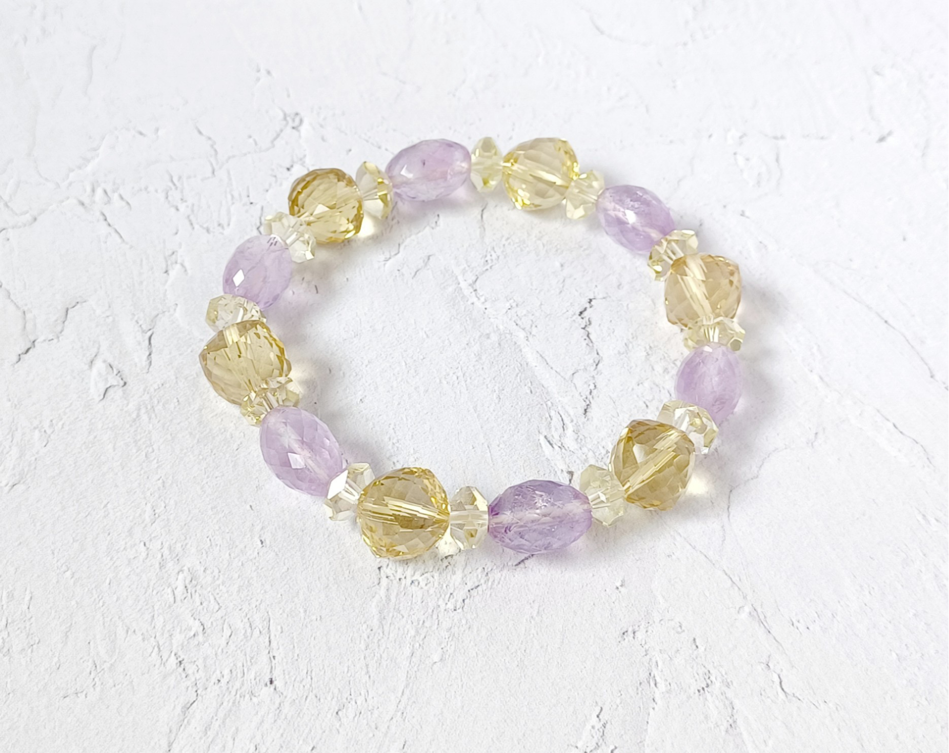 レモンクォーツ×ピンクアメジスト　ブレスレット