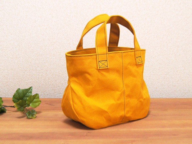 ステッチが可愛い帆布バッグS　カラシ