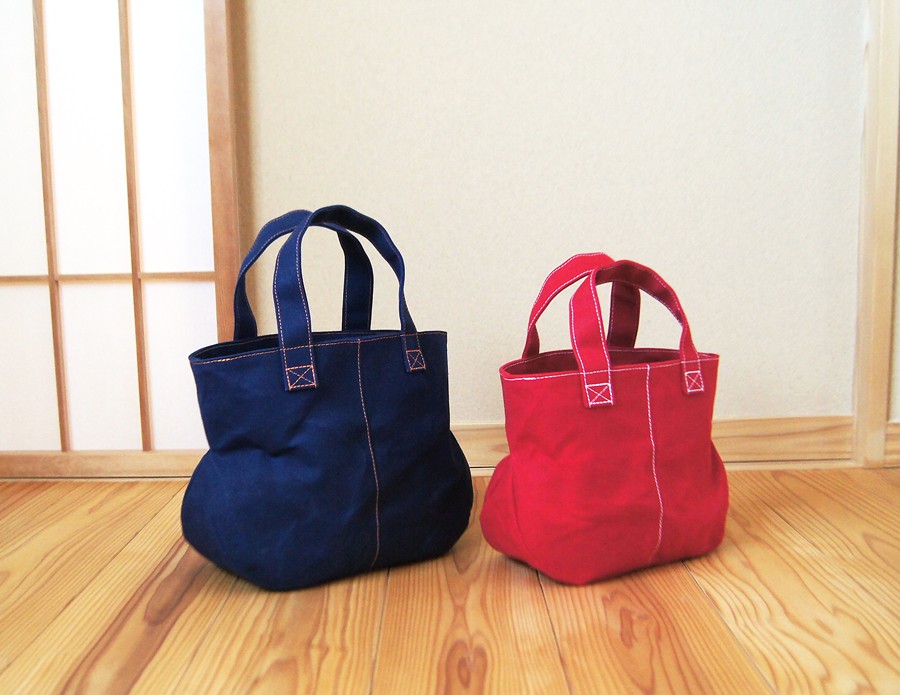 ハンドメイド、トートバック、ヴィンテージ帆布、ステッチ入り