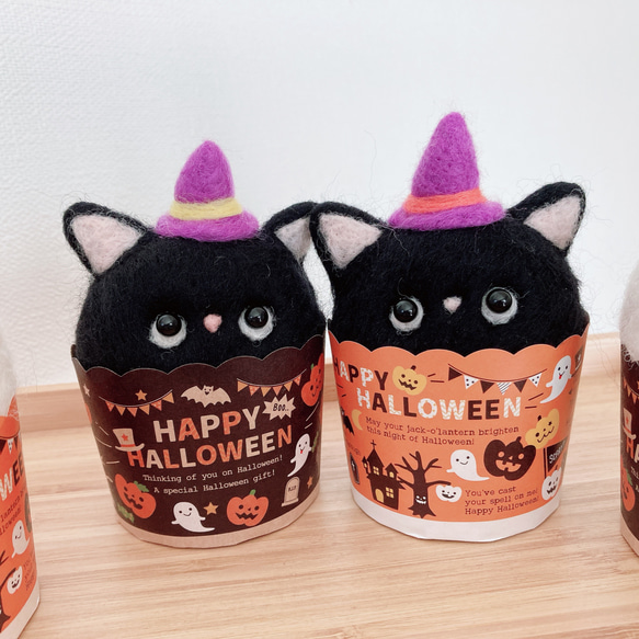 黒猫　ハロウィンカップケーキ 1枚目の画像