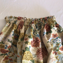 着物リメイクスカート グリーン花柄系 4枚目の画像