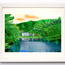 川上温泉の風景　写真画（写画）　ジグレープリント　210mm × 297mm 2枚目の画像