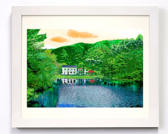 川上温泉の風景　写真画（写画）　ジグレープリント　210mm × 297mm 2枚目の画像