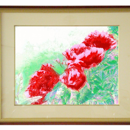 紅牡丹 サイズ297mm × 420mm（作品のみ） その他アート ururu 通販