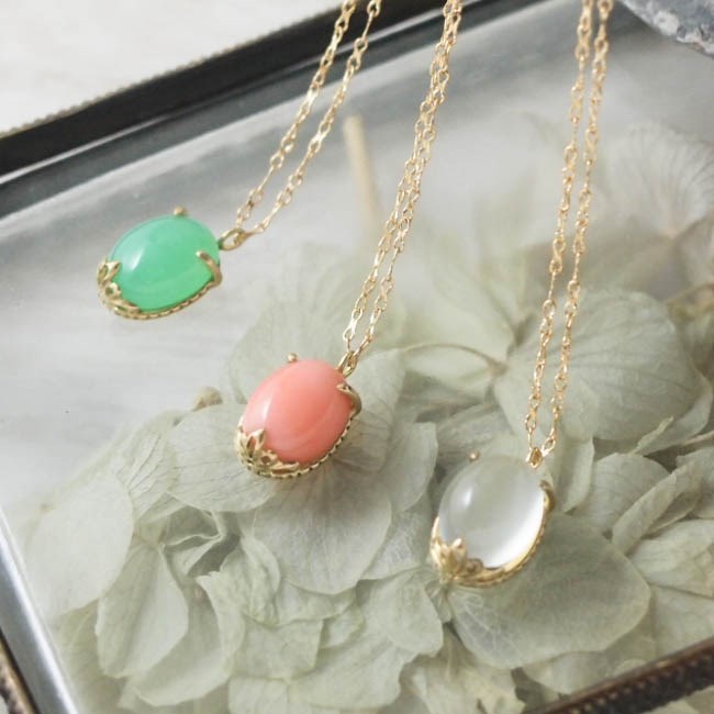 tiara K18 necklace (ﾑｰﾝｽﾄｰﾝ)【FN193】