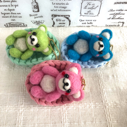 桜色のくまさん✼羊毛フェルト 1_1763fe433dbdd91ea47dff786029