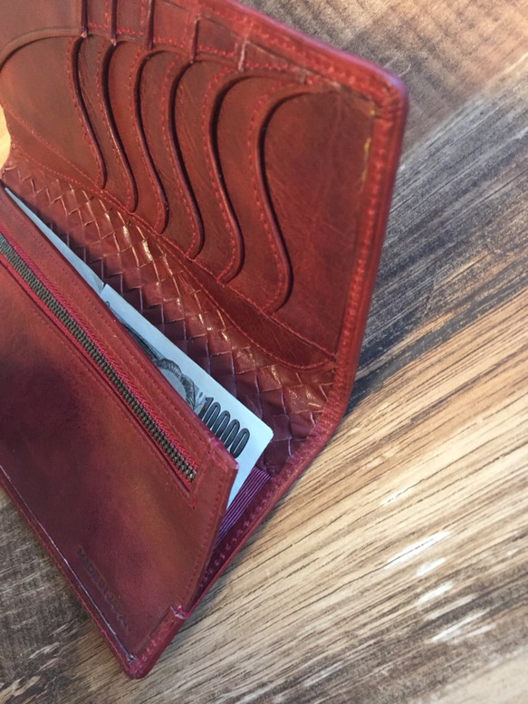“BASIC”長款藝術錢包<RED>☆ 免費送貨和免費禮品包裝 ☆ 薄錢包 第3張的照片