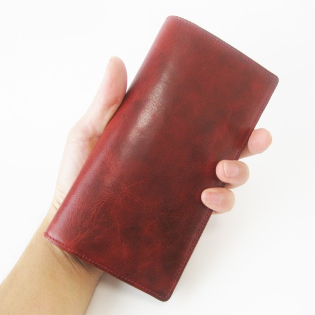 名入れ可能"Basic" ロングアートウォレット ”Plus”　<RED> ギフト包装無料  薄型長財布
