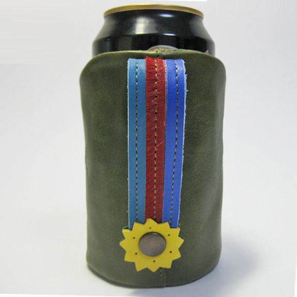 Beer Keeper &lt;深綠色 x 多色&gt; 真皮啤酒罐蓋，附冷藏功能 ☆ 免費禮品包裝 ☆ 第1張的照片