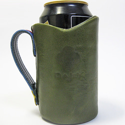 Beer Keeper &lt;深綠色 x 多色&gt; 真皮啤酒罐蓋，附冷藏功能 ☆ 免費禮品包裝 ☆ 第2張的照片
