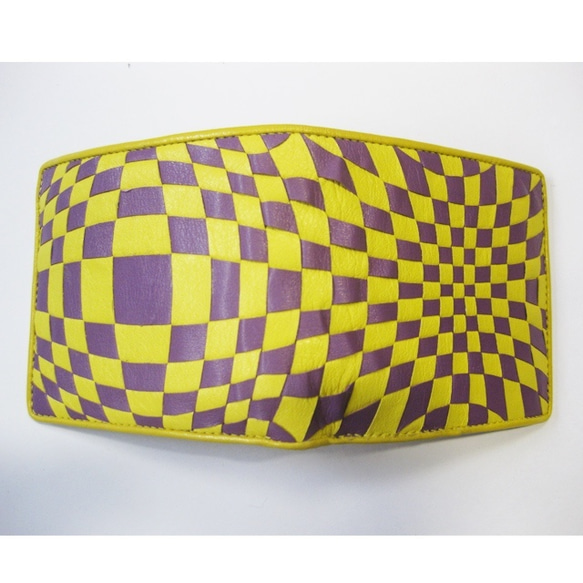 Intremiddle錢包&lt;黃色x紫色&gt;折疊錢包☆免費送貨和禮品包裝免費☆ 第1張的照片