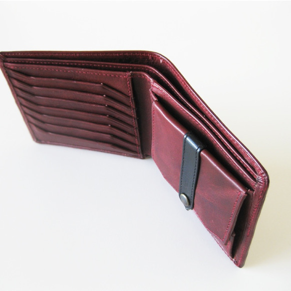 “薄型雙折錢包”緊身錢包 &lt;紅色&gt; ☆免運費和免費禮品包裝☆ 第6張的照片