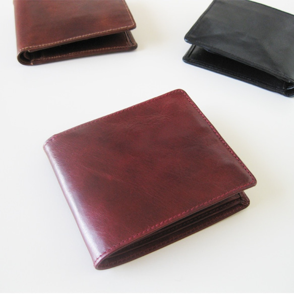 “薄型雙折錢包”緊身錢包 &lt;紅色&gt; ☆免運費和免費禮品包裝☆ 第8張的照片