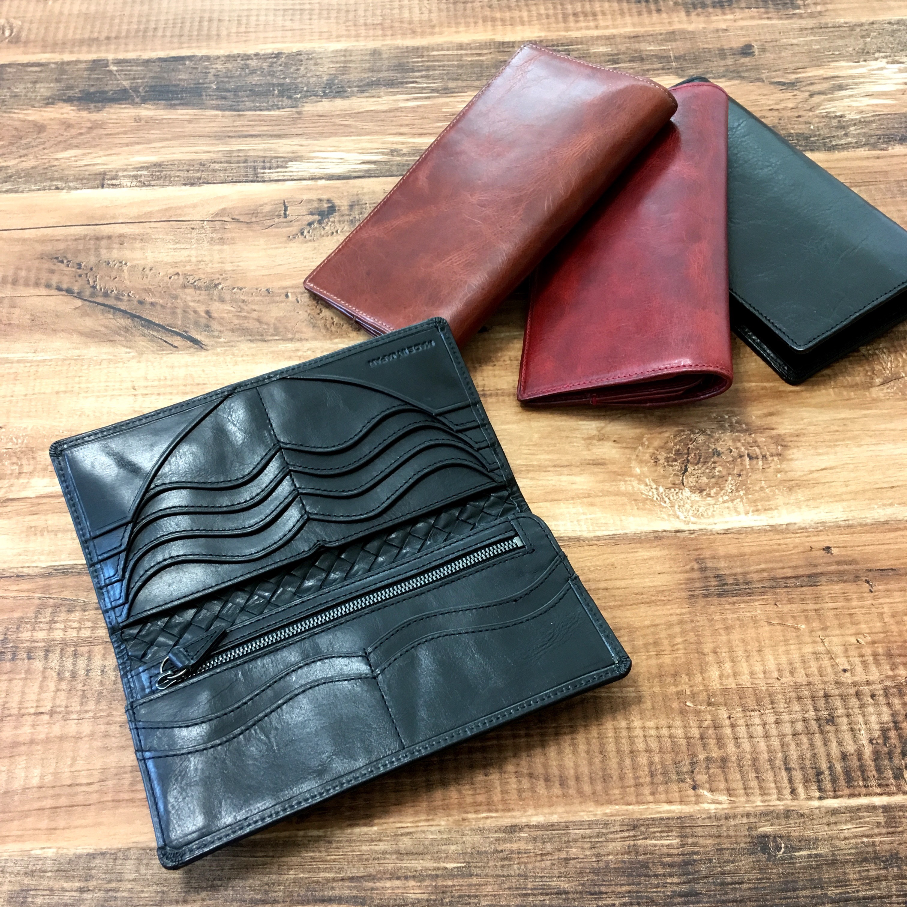 コンパクト長財布　"BASIC"アートロングウォレットType2<BLACK>   薄型長財布