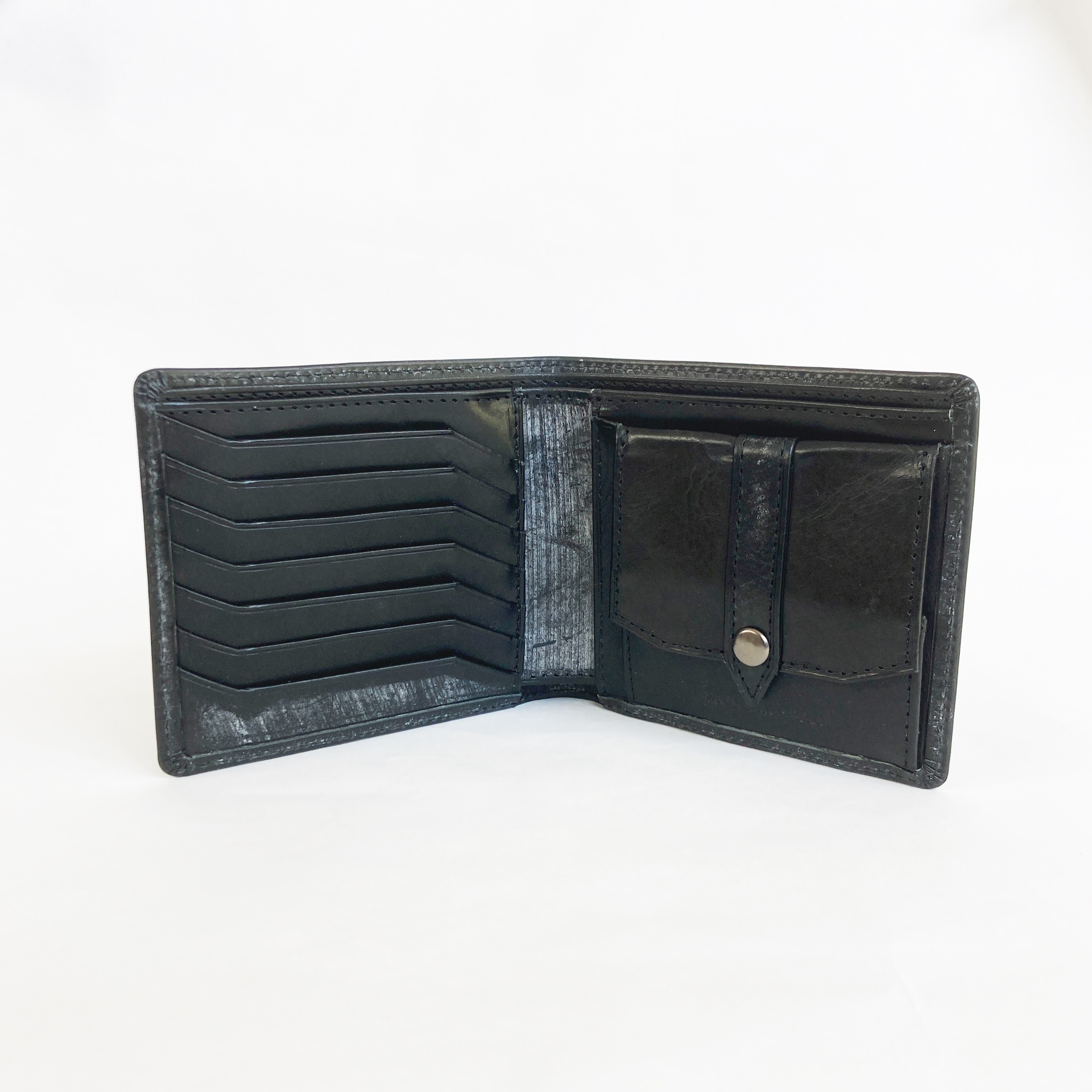 "名入れ可能" 番外編"スキニーウォレット" 英国産ブライドルレザー×国内産仔牛革<BLACK>