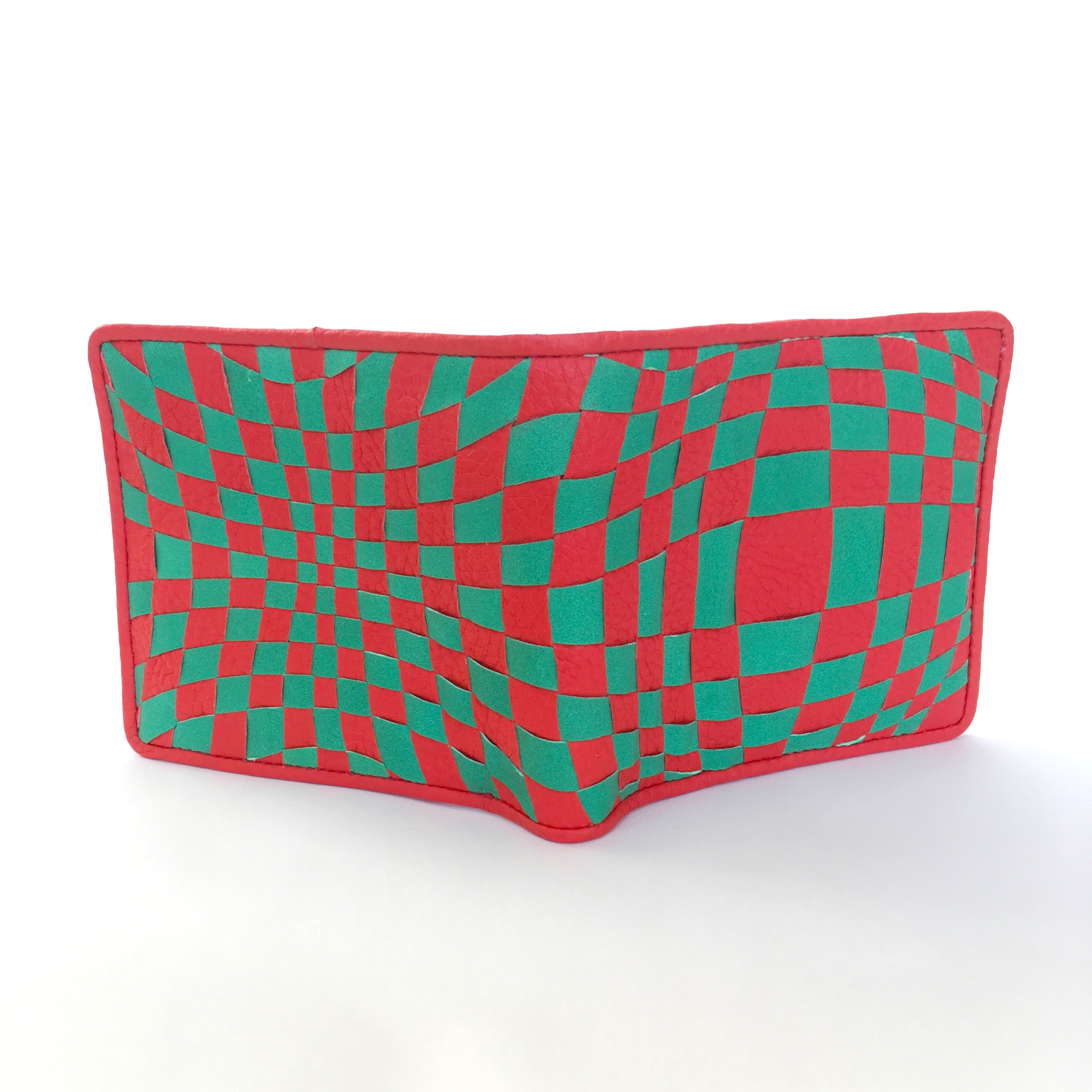 イントレミドルウォレット　＜ターコイズ×ライトレッド＞ 二つ折り財布 送料&ギフトラッピング無料　名入れ可