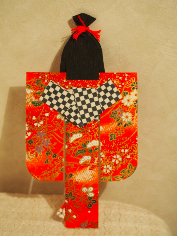 和紙製姉様人形　振り袖型　栞　 2枚目の画像