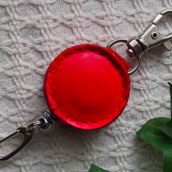 リール式キーホルダー(クリップ付き）赤(オーダー品) 1枚目の画像