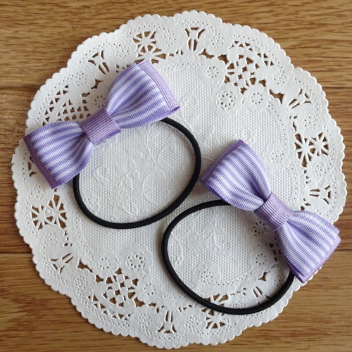 確認ヘアゴムヘアリボン1162バレリーナバレエパープル