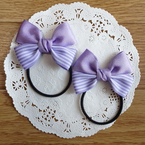 パープルリボンヘアゴム 2個セット ヘアゴム *dream-dreams* 通販  