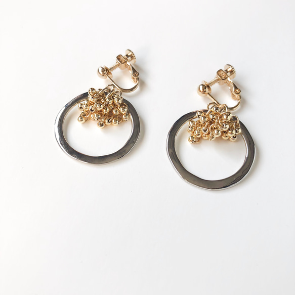 tsubutsubunowa earring [ピアス]///ゴールド×シルバー 3枚目の画像